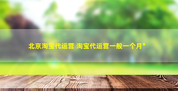 北京淘宝代运营 淘宝代运营一般一个月多少钱